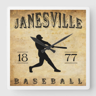 1877 Janesville Wisconsin Baseball Quadratische Wanduhr