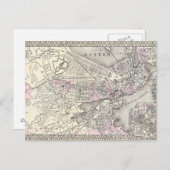 1879 Boston Map Postcard Postkarte (Vorne/Hinten)