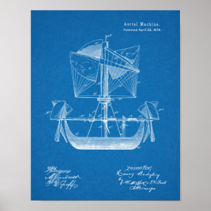 1879 Luftschiffboot-Flugzeug-Patentzeichnungsdruck Poster