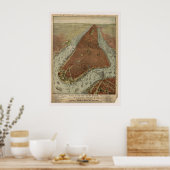 1879 New York City NY Birds Eye Panoramablick Kart Poster (Küche)