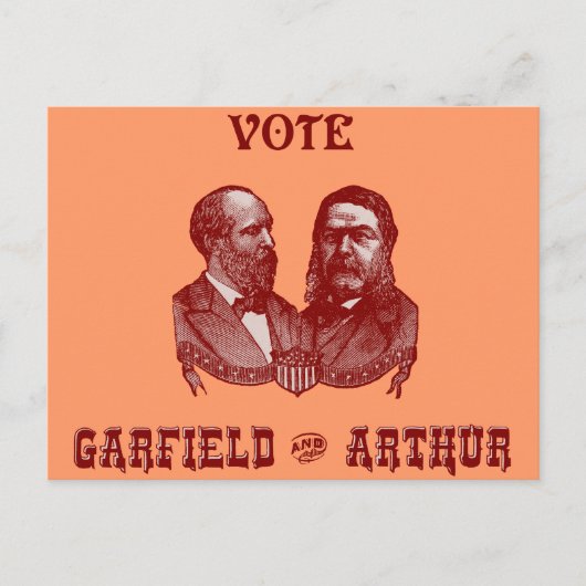 1880 Abstimmung Garfield und Arthur, rot Postkarte (Vorderseite)