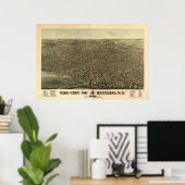 1880 Buffalo, New Birds Eye Panoramablick Karte Poster (Heimbüro)