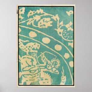 1880 Chinesisches geometrisches Gittermuster Poster