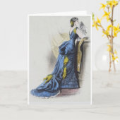 1880 Viktorianischer blauer Abend Grußkarte Karte (Gelbe Blume)