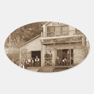 1880er Herrenclub Fox River Club Angeln Elgin Ovaler Aufkleber