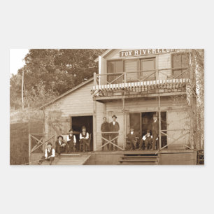 1880er Herrenclub Fox River Club Angeln Elgin Rechteckiger Aufkleber