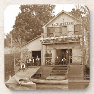 1880er Herrenclub Fox River Club Angeln Elgin Untersetzer