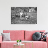 1880er Jahre Foto Girl in Garden Rooster Cart Leinwanddruck (Insitu (Wohnzimmer))