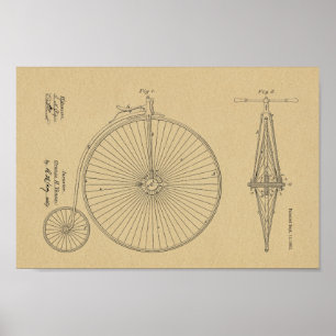 1881 High Wheeler Bicycle Design Patent Art Print Poster