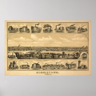 1881 Luftkarte Norristown PA Pennsylvania Poster