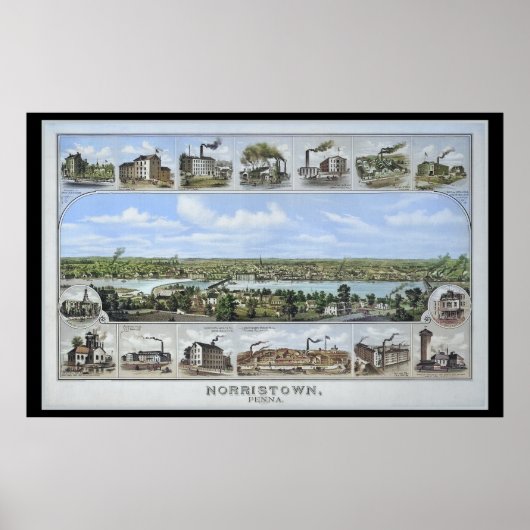 1881 Luftkarte Norristown PA Pennsylvania Poster (Vorne)