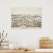 1881 New Braunfels TX Birds Eye Panoramablick Kart Poster (Küche)