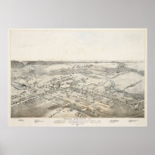 1881 New Braunfels TX Birds Eye Panoramablick Kart Poster