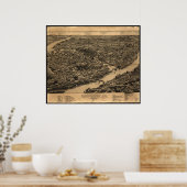 1881 Sherbrooke, Quebec Bird's Eye Panorama Karte Poster (Küche)