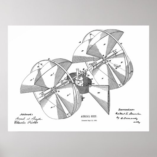 1882 Druckkunst Zeichnend Flugmaschine Poster (Vorne)