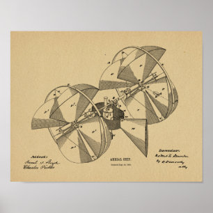 1882 Flugmaschinen-Flugzeug-Patentkunstzeichnung Poster