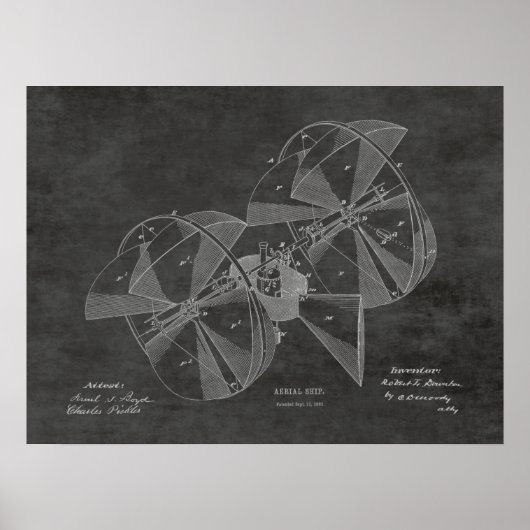 1882 Flugmaschinentatent Zeichnend Druck Poster (Vorne)