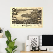 1882 Genfersee, WI Birds Augen Panoramablick Karte Poster (Heimbüro)