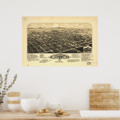 1882 Greeley, CO Birds Eye Panoramablick Karte Poster (Küche)