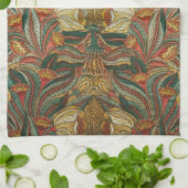 1882 Vintag große Blume & Blätter Golden Green Geschirrtuch (Gefaltet)