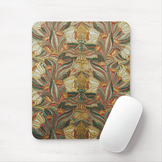 1882 Vintag große Blume & Blätter Golden Green Mousepad (Mit Mouse)