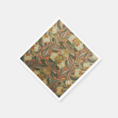 1882 Vintag große Blume & Blätter Golden Green Serviette (Ecke)