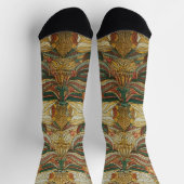 1882 Vintag große Blume & Blätter Golden Green Socken (Oben)