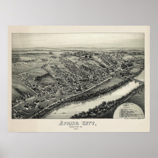 1883 Aerial Map Spring City PA Pennsylvania Poster