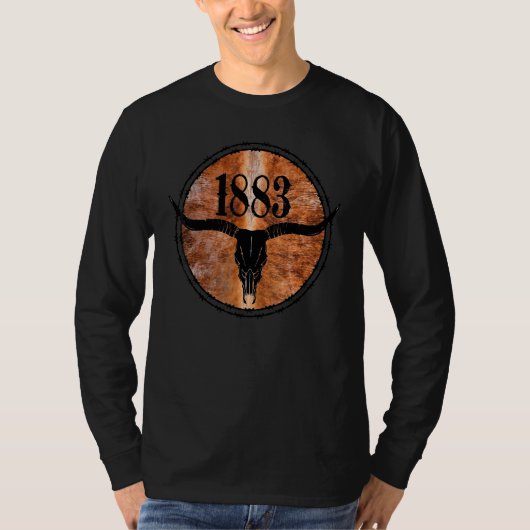 1883 Cowhide Yellowstone Boho Bull Skull 1 T-Shirt (Vorderseite)