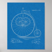1883 Entwurf eines Patents für Fahrräder mit hohem Poster (Vorne)