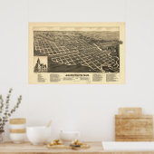 1883 Jamestown, ND Birds Eye Panoramablick Karte Poster (Küche)