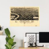 1883 Miles City, MT Birds Eye Panoramablick Karte Poster (Heimbüro)
