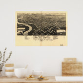 1883 Miles City, MT Birds Eye Panoramablick Karte Poster (Küche)