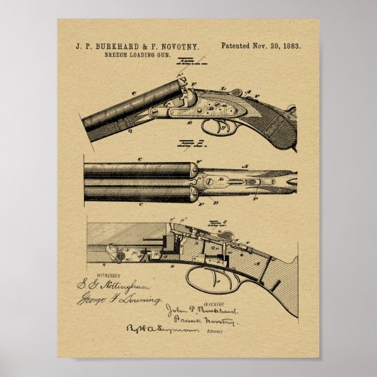 1883 Shotgun Patentkunst Zeichnend Print Poster (Vorne)