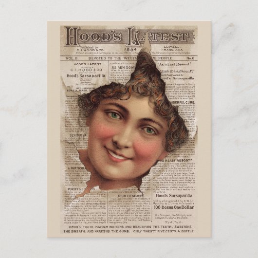 1884 Hood’s Tooth Powder-Karte Postkarte (Vorderseite)