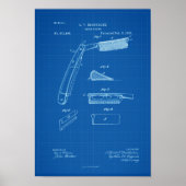 1885 Barber Razor Blueprint Patent Artwork Poster (Vorne)