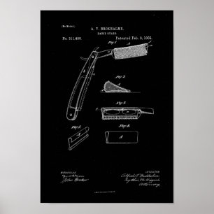 1885 Barber Razor Guard Antique Patent Artwork Poster