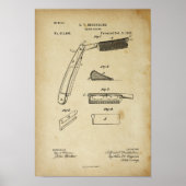 1885 Barber Razor Old Look Patent Artwork Poster (Vorne)