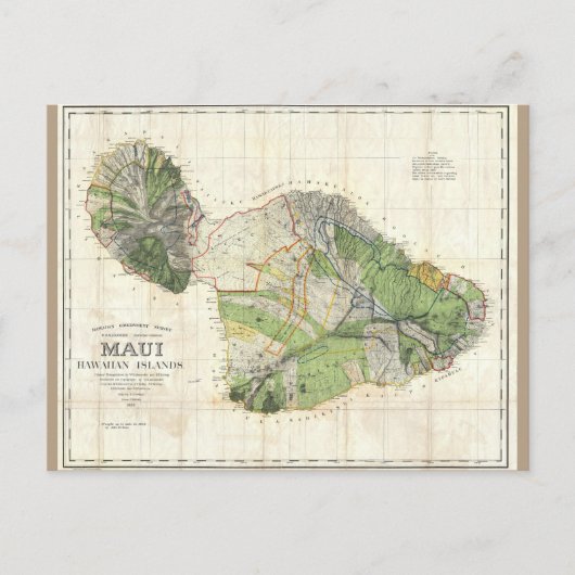 1885 De Witt Alexander Map von Maui, Hawaii Postkarte (Vorderseite)