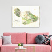 1885 De Witt Alexander Wall Karte von Maui, Hawaii Leinwanddruck (Insitu (Wohnzimmer))