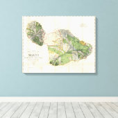 1885 De Witt Alexander Wall Karte von Maui, Hawaii Leinwanddruck (Insitu (Holzboden))