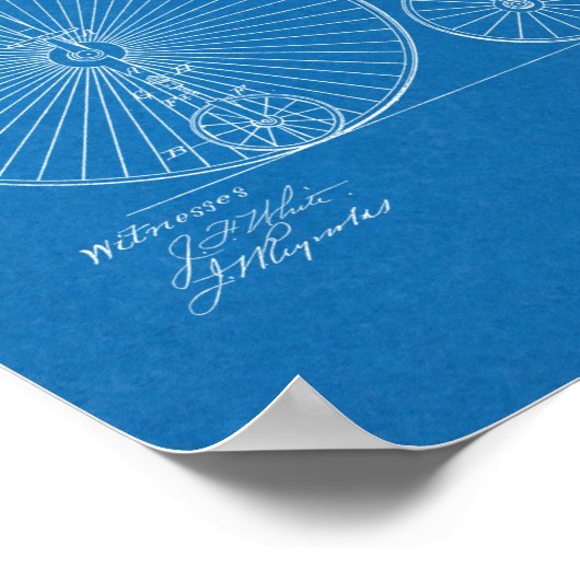 1885 Design für Fahrräder mit hohem Rad - Kunstdru Poster (Ecke)