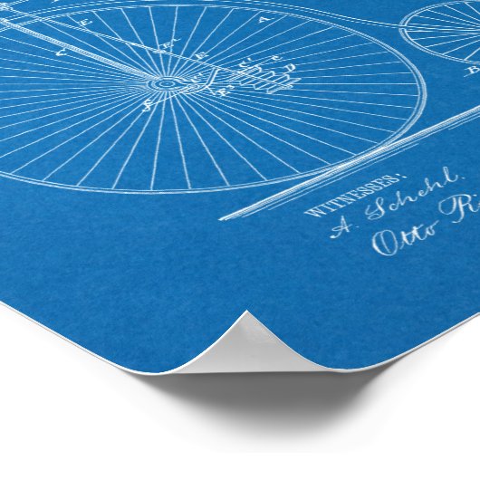 1885 Design für Fahrräder mit hohem Rad - Kunstdru Poster (Ecke)