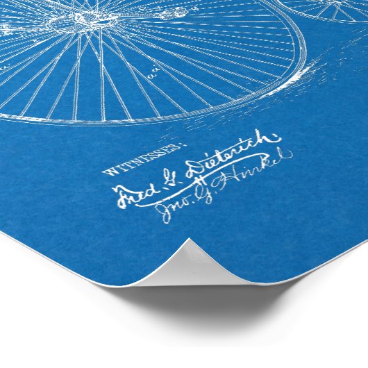 1885 Design für Fahrräder mit hohem Rad - Kunstdru Poster (Ecke)