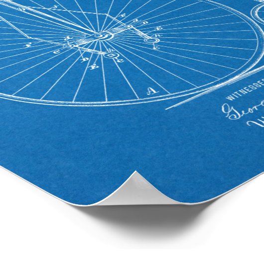 1885 Design für Fahrräder mit hohem Rad - Kunstdru Poster (Ecke)