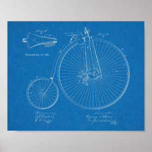 1885 High Wheeler Bicycle Design Patent Art Print Poster