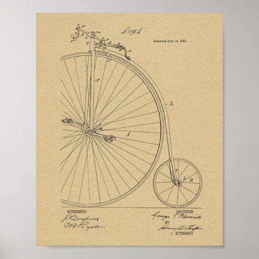 1885 Vintages Fahrrad-Patent Art Printwerbung Poster (Vorne)