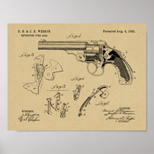 1885 Wesson Gun Patent Art Zeichnend Print Poster