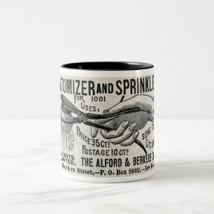 1886 ATOMIZER/SPRINKLER-WERBUNG ZWEIFARBIGE TASSE