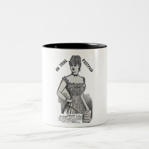 1886 CORSET-WERBUNG ZWEIFARBIGE TASSE